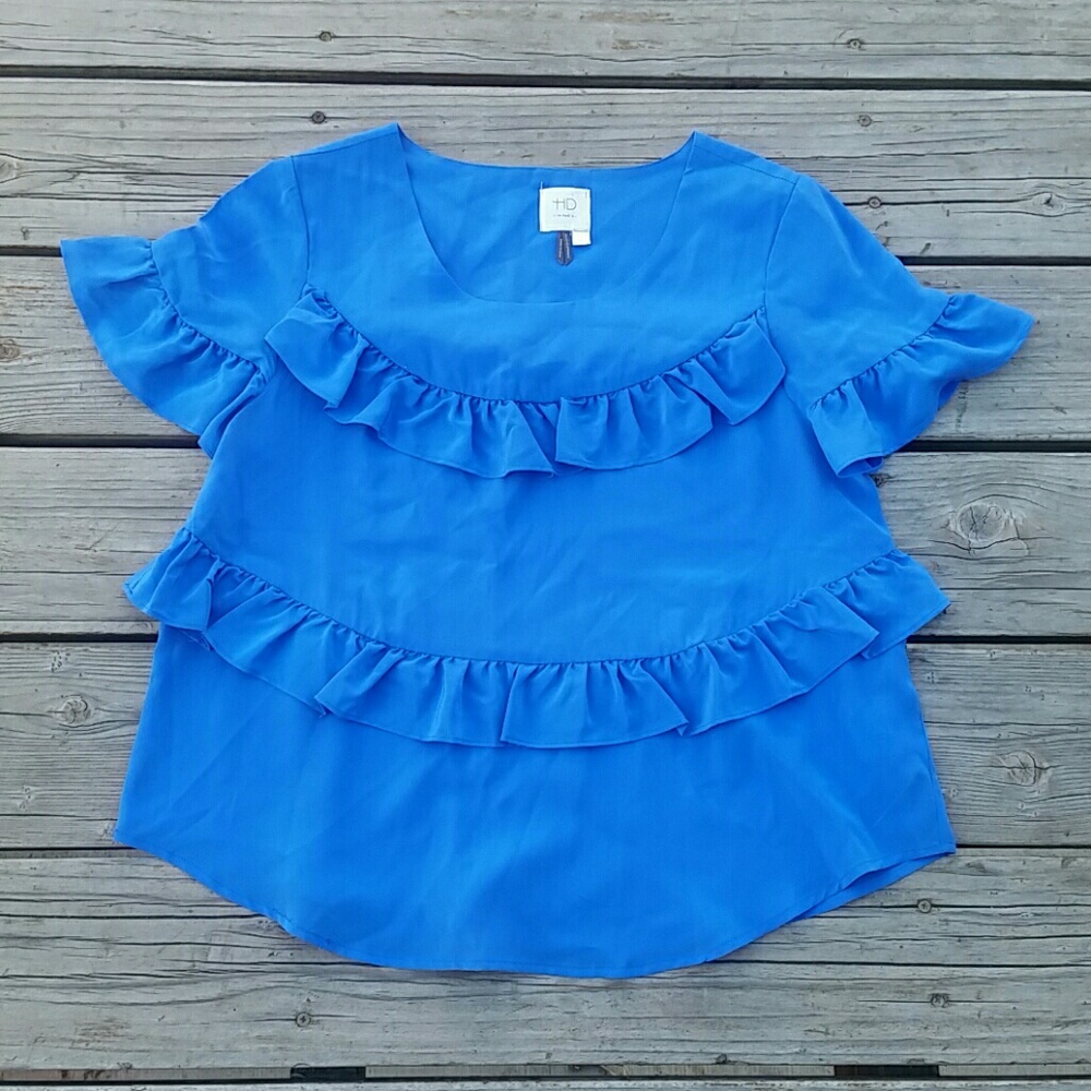HD in Paris Anthropologie Top Sz Medium Blue